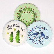 Designer Stencils C750 Let it Snow Cookie Stencils, (Wreath, Trees and Winter Lovebirds )Beige/semi-transparent N3