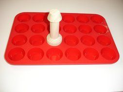Ddaisy Tart Tamper &amp; Silicone Mini Muffin Pan Combo 24Cup Red N4