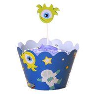 BETOP HOUSE Space Series Astronaut Alien UFO Cake Cupcake Topper Wrapper Kit for Birthday Party N5