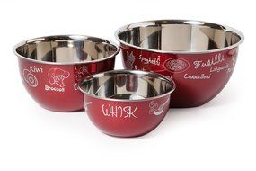 McSunley 750 Stainless Steel Prep N Cook 3Piece Bowl Set, , Red