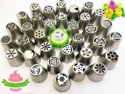 Russian Piping Tips - 44 pcs/set - Stainless Steel Large Icing Nozzles for Cake Cupcake Flower Decorating by VISUON... N6