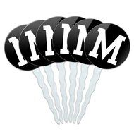 Set of 6 Cupcake Picks Toppers Decoration Letter Initial Black White - Letter G Initial N11