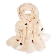 TR.OD Womens Elegant Embroidery Flower Chiffon Scarf Long 190*75cm