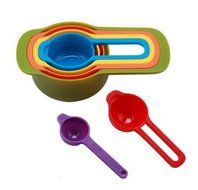 ASIBT 10 Piece Compact Mixing Bowls, Food Prep and Measuring Nesting Set, Multi-Color N8