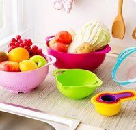 ASIBT 10 Piece Compact Mixing Bowls, Food Prep and Measuring Nesting Set, Multi-Color N9