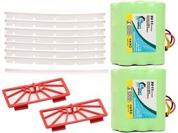 2-Pack Neato XV-11 Battery, Filters, Blades and Squeegee - Kit Includes 2 Neato Battery, 2 Filters, 6 Blades and...