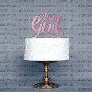 It&#039;s a Girl Cake Topper, laser cut in mirror pink acrylic, welcome baby-baby shower by AcrylicArtDesign