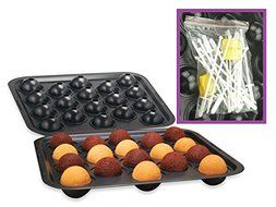 Cake Pop Mold, Brownie Ball Shape Maker Baking Pan, Non-Stick Bakeware Set w/ 18 lollipop Sticks N4