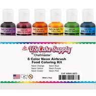 US Cake Supply by Chefmaster Airbrush Cake Neon Color Set - The 6 Most Popular Neon Colors in 0.7 fl. oz. (20ml... N3