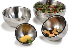 Carlisle 609201 Stainless Steel Dual Angle Bowl, 1.7 qt. Capacity, 3.19" Height, Hammered Finish (Case of 2) N2