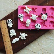 Yunko Easter Skulls Mustache One Piece Pirates Cake Decorating Tools Silicone Fondant Mold Chocolate Candy Sugar... N3