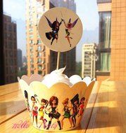 Set of 24 Tinker Bell and the Pirate Fairy Kids Birthday Party Paper Cupcake Liner Wrap Wrappers with Toppers