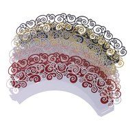 UNIQLED Pack of 60 Artistic Filigree Bake Cake Paper Cups Little Vine Lace Laser Cut Cupcake Wrappers Baking Liners... N10