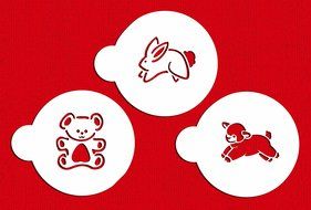 Designer Stencils C299 Baby Animals Cookie Stencils, (Lamb, Bunny, Teddy Bear), Beige/semi-transparent N2