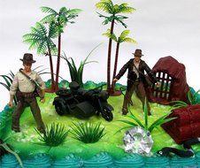 Indiana Jones Birthday Cake Topper Set Featuring Indiana Jones and Themed Decorative Pieces N8