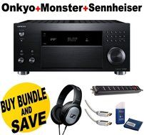 Onkyo TX-NR757 7.2-Channel Network A/V Receiver + Monster Home Theater Accessory Bundle + Sennheiser HD201 Headphones... N2