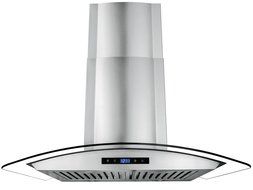AKDY 30" Wall Mount Stainless Steel Glass Range Hood Az668as75 Touch Control Panel Baffle Filter N6