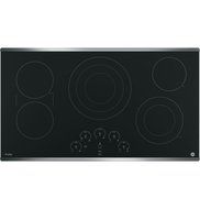 GE Profile 36" Touch Control Black Glass Cooktop with Stainless Steel Trim N7