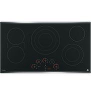 GE Profile 36" Touch Control Black Glass Cooktop with Stainless Steel Trim N8