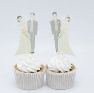 Betop House Set of 24 Pieces Bride and Bridegroom Decorative Cupcake Topper for Bridal Shower Wedding Ceremony... N2