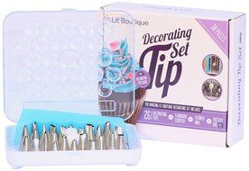 30 Piece Cake Decorating baking tools set- 26 Stainless Steel tips in Storage Case-Flower nail- ONLY KIT with... N7