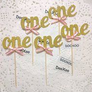DOOXOO One Cupcake Topper Gold Gold Cupcake Toppers First birthday Cake Topper First Birthday Party, Pink and... N4
