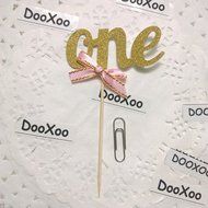 DOOXOO One Cupcake Topper Gold Gold Cupcake Toppers First birthday Cake Topper First Birthday Party, Pink and... N5