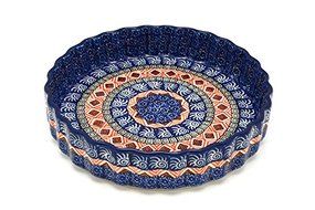 Polish Pottery Baker - Fluted Quiche - Small (7") - Aztec Sun