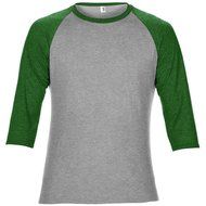Anvil Unisex Two Tone Tri-Blend 3/4 Sleeve Raglan T-Shirt (M) (Heather Gray/Dark Green) N7