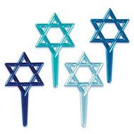 Hanukkah Star of David Cupcake Picks - 24 pcs