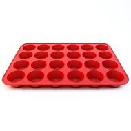 Silicone Mini Muffin Pan and Cupcake Maker 24 Cup, Red, Plus Muffin Recipe Ebook N3