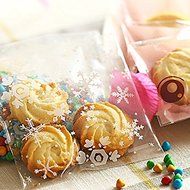 LingStar 100PCS Clear Christmas Gifts White Snowflake Bake Cookies Biscuit Candy Plastic Packaging Bags N16