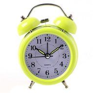 Surborder Shop Green 3 inch Twin Bell Analog Alarm Clock Battery Operated - Loud Alarm Clock