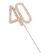Cake Topper - TOOGOO(R) Crystal Rhinestone Bling Silver Number 40 Birthday 40th Anniversary Cake Top Topper
