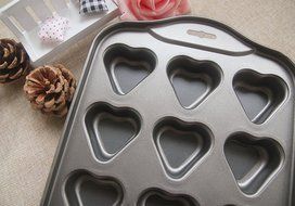 Tosnail 12 Cavity Heart-shaped Mini Cheesecake Pan Cupcake Pan with Removable Bottom N5