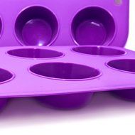 Muffin Cupcake Quiche Pan, 6-cup (Set of 2) 100% Food Grade Nonstick Silicone Bakeware by Happy Cook N3