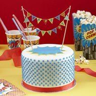 Ginger Ray Pop Art Superhero Party Happy Birthday Cake Bunting Topper, Mixed N2