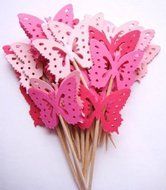 24 Mixed Pink MONARCH BUTTERFLY Party Pick, Cupcake Pick, Toppers No.19