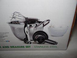 Basic Essentials (be) 10 piece Mix and Measure Set - Stainless Steel 2.7 Quart Measuring Bowl, 4 measuring cups...