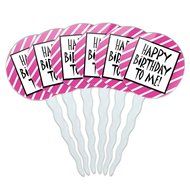 Set of 6 Cupcake Picks Toppers Decoration Birthday Party - Over the Hill Birthday Black Yellow N39