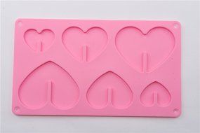 6 Cavity Big&amp;Small Love Heart Shape Silicone Cake Chocolate Baking Mold for Microwave Oven N8