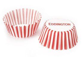 72 x Eddingtons Medium Paper Cup Cake Cupcake Muffin Cases White Red Stripes