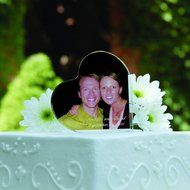 Hortense B. Hewitt Wedding Accessories Heart Shape Photo Cake Top, 4 by 4-Inch N2