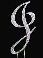Rhinestone Cake Topper Letter J