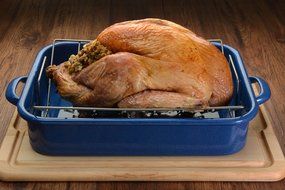 Granite Ware F5287-2 Heavy Gauge Open Roaster with Nonstick V-Rack, Blue N2