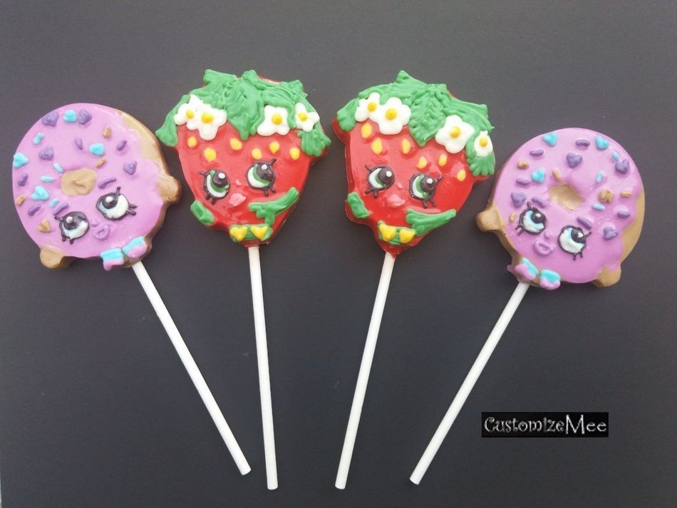 Strawberry Kiss D'Lish Donut Shopping Chocolate Candy Lollipop Mold N2