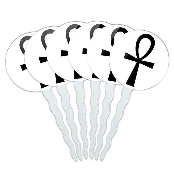Set of 6 Cupcake Picks Toppers Decoration Symbols - Dollar Sign Gold and Black N31