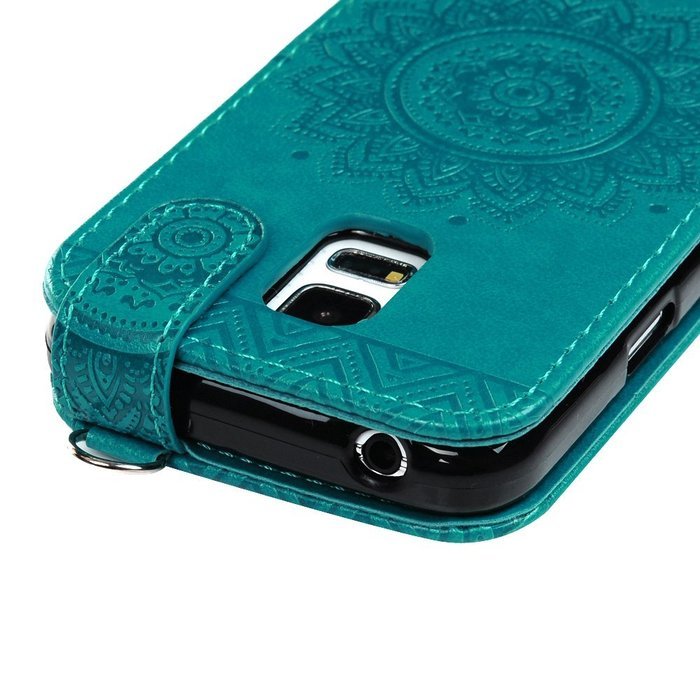 Badalink Galaxy S5 Mini Up-Down Open Folio Flip Case Kickstand Vertical PU Leather Embossed Totem Magnetic Snap... N56