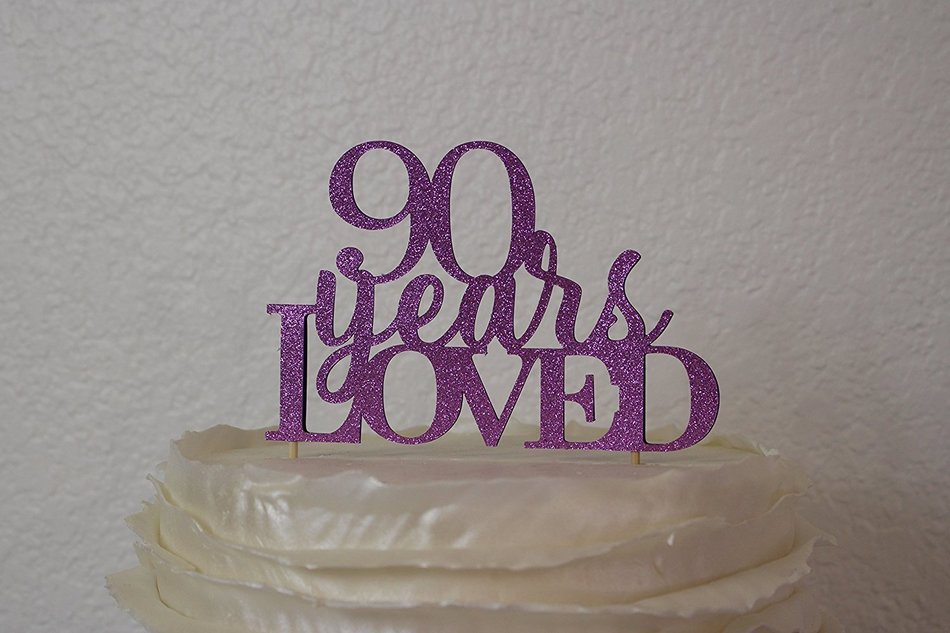 All About Details Purple 90-Years-Loved Cake Topper N4
