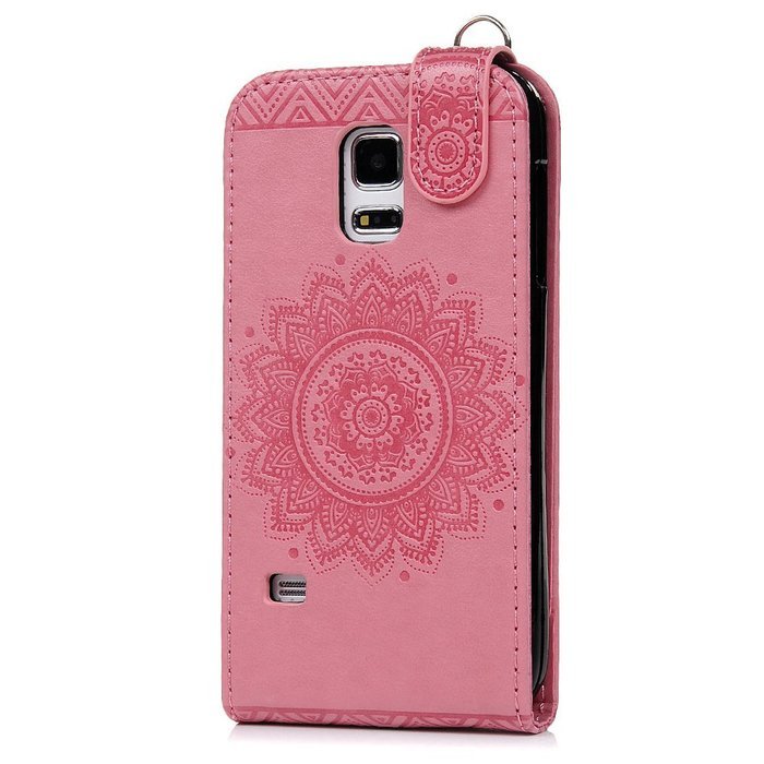 Badalink Galaxy S5 Mini Up-Down Open Folio Flip Case Kickstand Vertical PU Leather Embossed Totem Magnetic Snap... N64